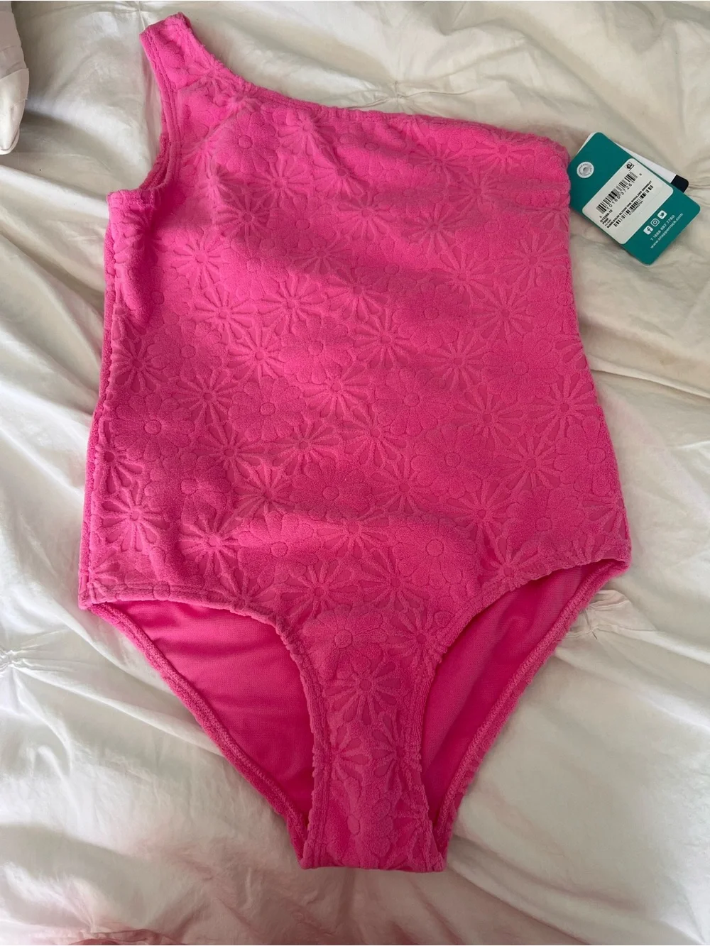 Snapper Rock Bubblegum Bloom One Shoulder Swimsuit | Girls Size 9/10 | NWT